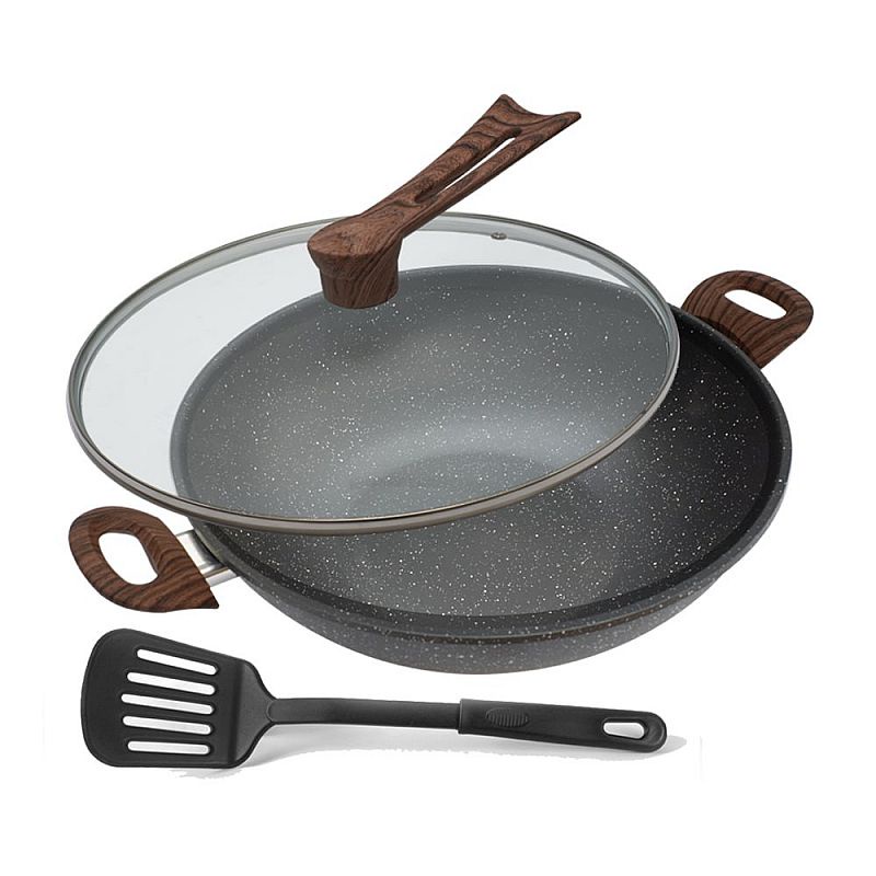 IDEALIFE IL-32WK WOK Cookware 32cm - Panci Wajan Marble IL-32 WK