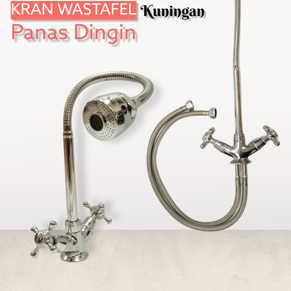Kran Wastafel Cuci Piring Flexible Panas Dingin Model Meja Size 1/2inch Kuningan Vicenzzo Original