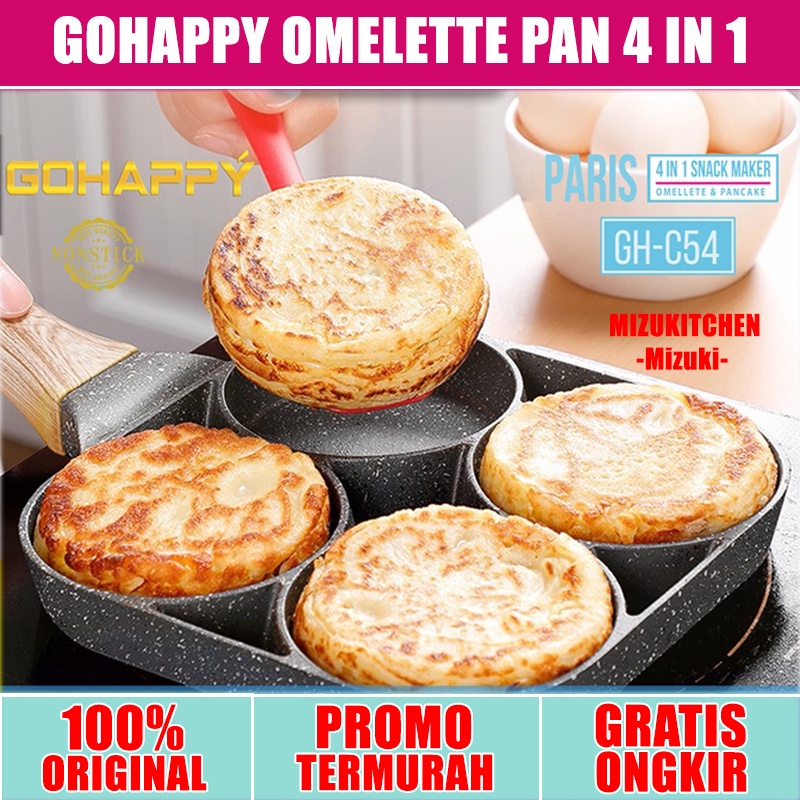 PANCI PENGGORENGAN TELUR Omelette Pan 4 LUBANG | Gohappy GHC54 omelete 4in1 Nonstick Egg frying Pan