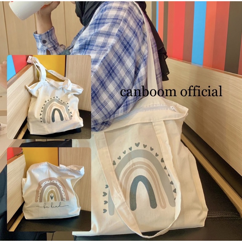 Totebag Landscape Kanvas Resleting Rainbow colour By Canboom Official