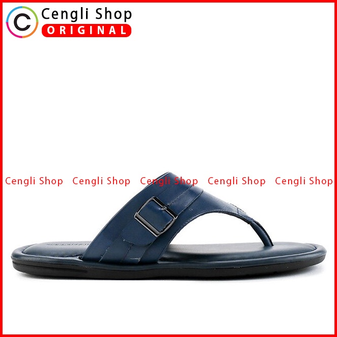 SANDAL JEPIT KULIT OBERMAIN PRIA ORIGINAL CASUAL ASLI BIRU NAVY OM13