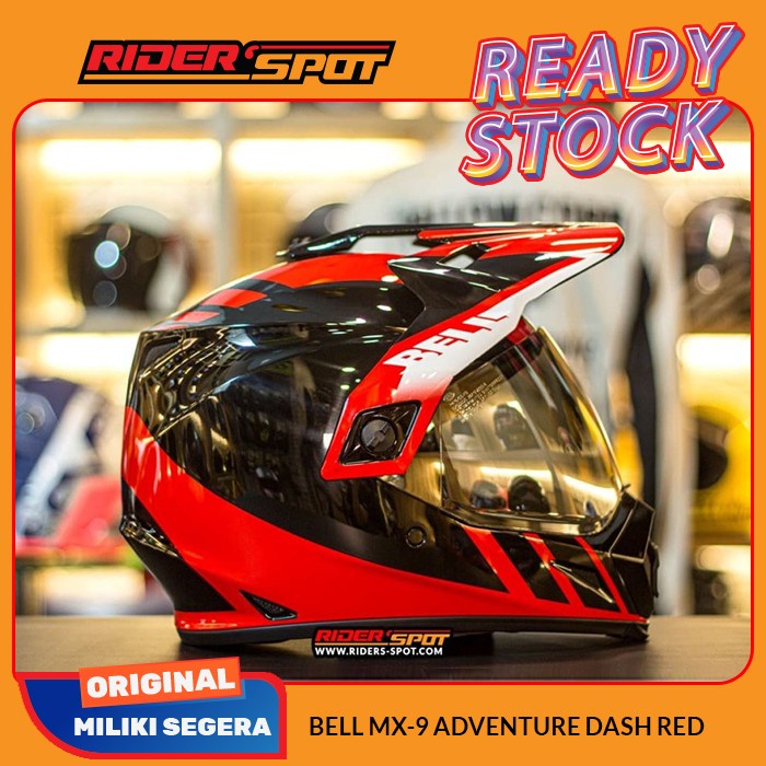 Helm Motor BELL MX-9 Adventure Dash Red Full Face Touring Helmet
