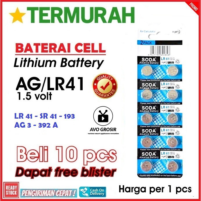 baterai LR41 SR41 193 AG3 392A cell battery kancing LR 41 SR 41 new