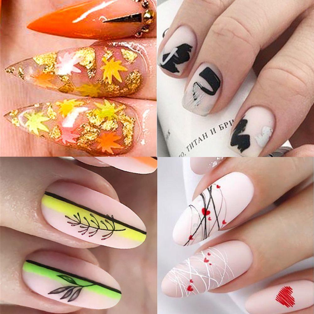 R-flower Nail Art Stiker Kuku Slider Kartun Geometris 3D Decals