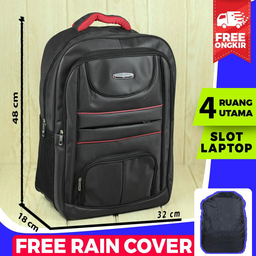 Tas Punggung Pria Polo Mikro Garis Coklat Sekolah Kuliah Kerja Ransel Sekolah Tebal Anak SMP Laptop Gendong Pria Bonus raincover nyaman di punggung