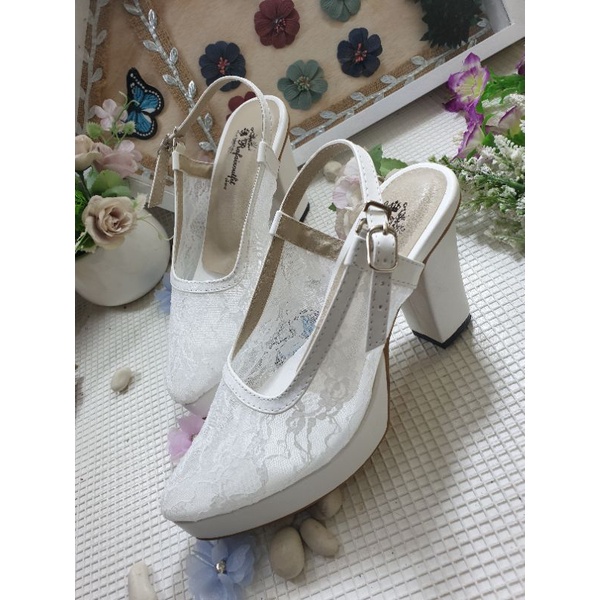 sepatu wanita clarissa putih 9cm tahu