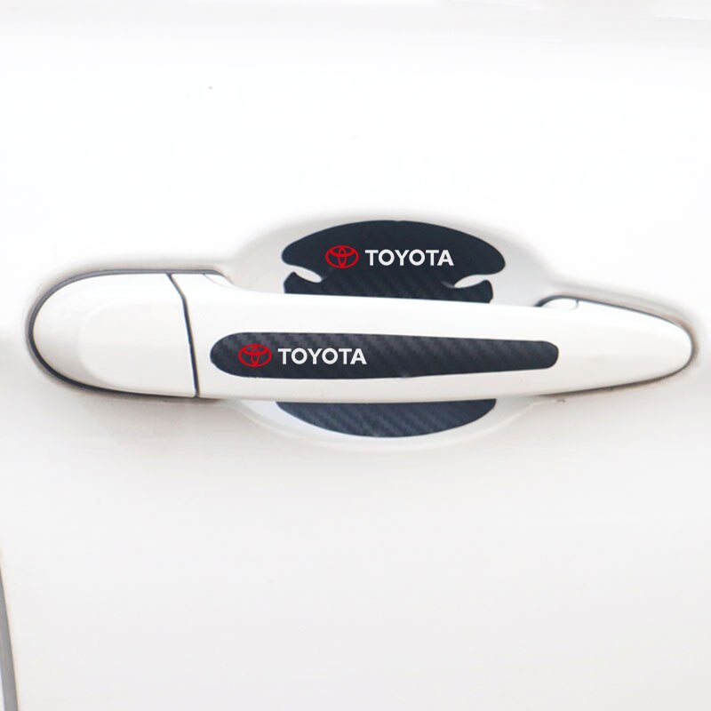 4/8PCS Car-styling Stiker Toyota Fiber Karbon Handle Pintu Mobil Dekorasi Aksesoris Elegan For Rush Calya Starlet Supra Yaris Agya Fortuner Dyna