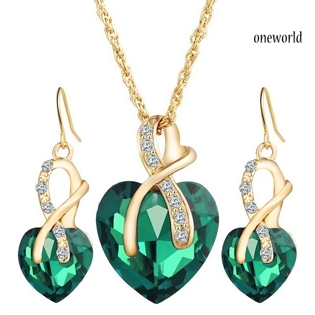 OW@ Jewelry Set Heart-Shaped Durable Alloy Necklace Earrings Jewelry Sets for Party