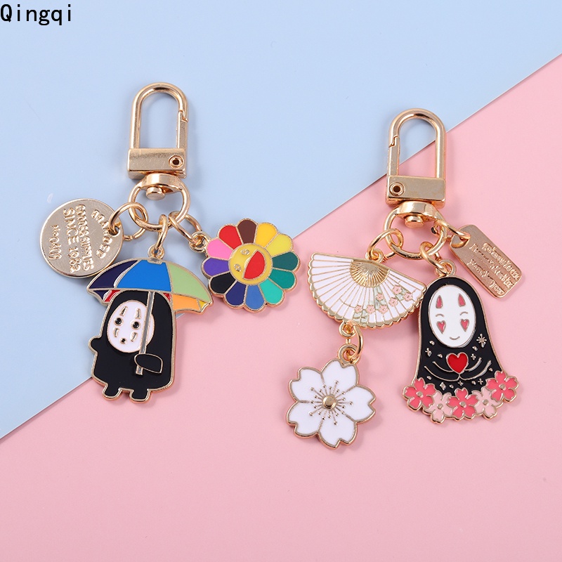 Gantungan Kunci Enamel Bentuk Payung Bunga Matahari Sakura Warna Hitam Putih Gaya Jepang Untuk Tas