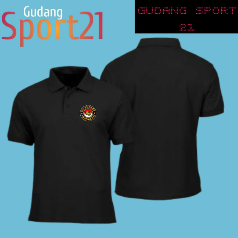 kaos polo kerah TAEKWONDO INDONESIA logo dada kaos TAEKWONDO INDONESIA