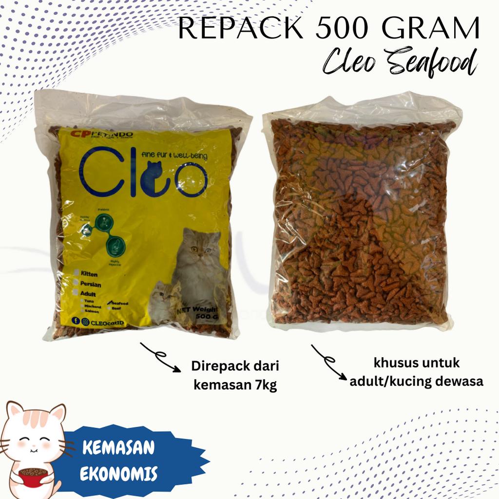 MAKANAN KUCING CLEO SEAFOOD REPACK 500GR 500 GR 500 GRAM CATFOOD CAT FOOD