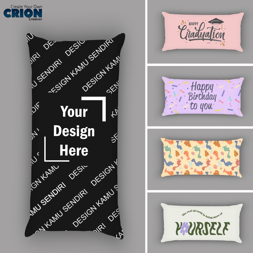 Bantal Panjang - Bisa custom design sendiri - souvenir/kado - By Crion