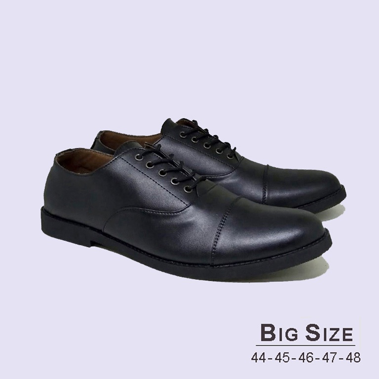 Sepatu Pantofel Pria Big Size Oxford Full Black / Sepatu Kerja Kantor laki cowo keren Ukuran Besar jumbo