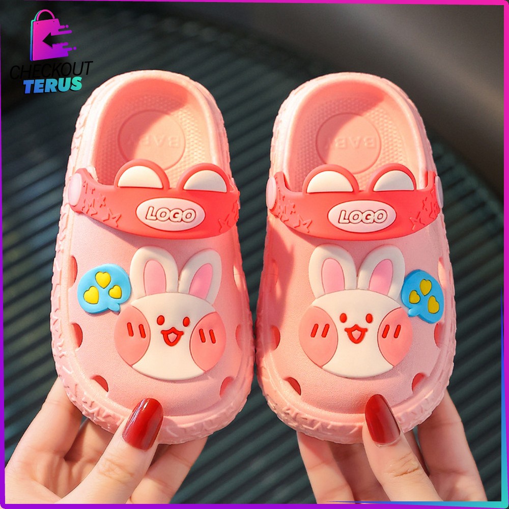 CT S42 Sepatu Sandal Anak Motif Kelinci Selop Karakter Lucu Anak Perempuan Laki Laki Slip On Slippers Kids Import