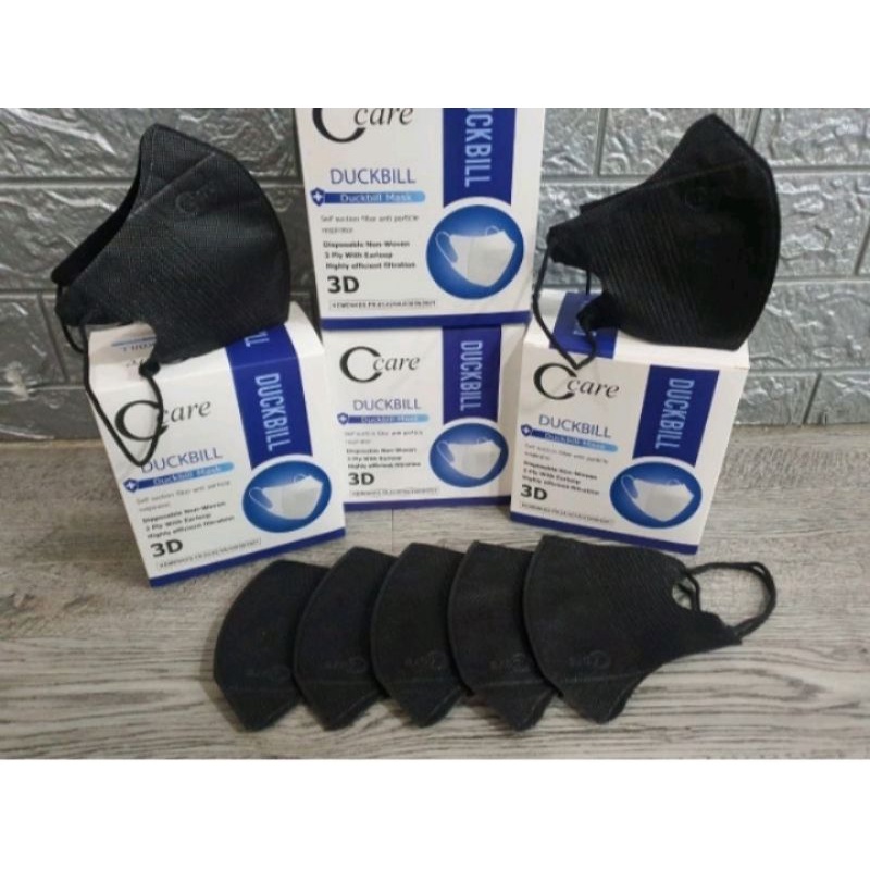 Masker Duckbill 50 Pcs Hitam Putih C Care kemenkes