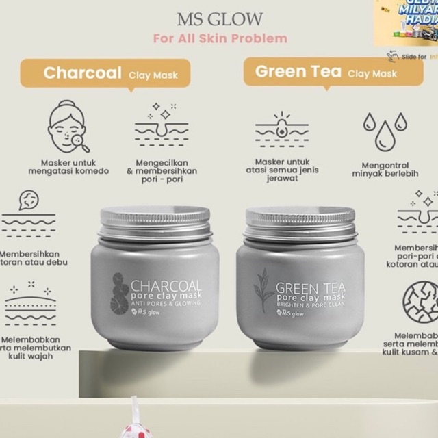 Clay mask Ms glow charcoal greentea