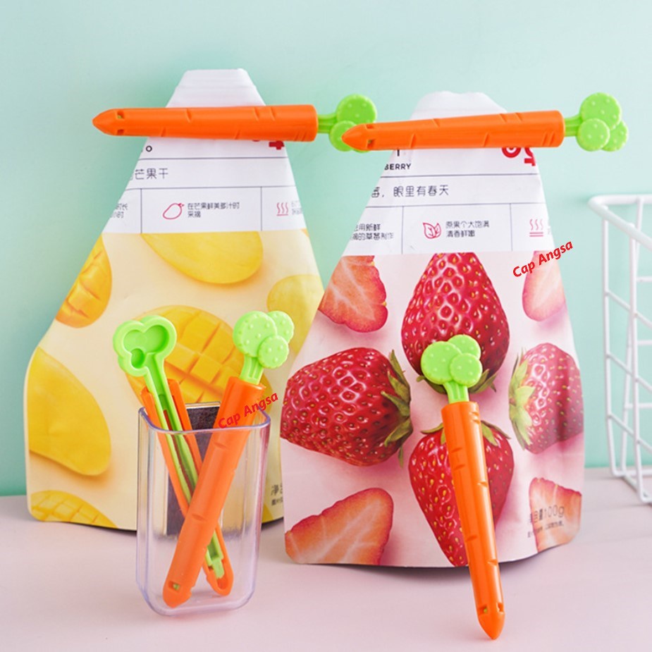 KLIP WORTEL CARROT CLIP SNACK SEALING PENJEPIT PENYEGEL IKETAN PLASTIK 1PC 5PCS TEMPELAN MAGNET KULKAS JEPITAN KEMASAN MAKANAN