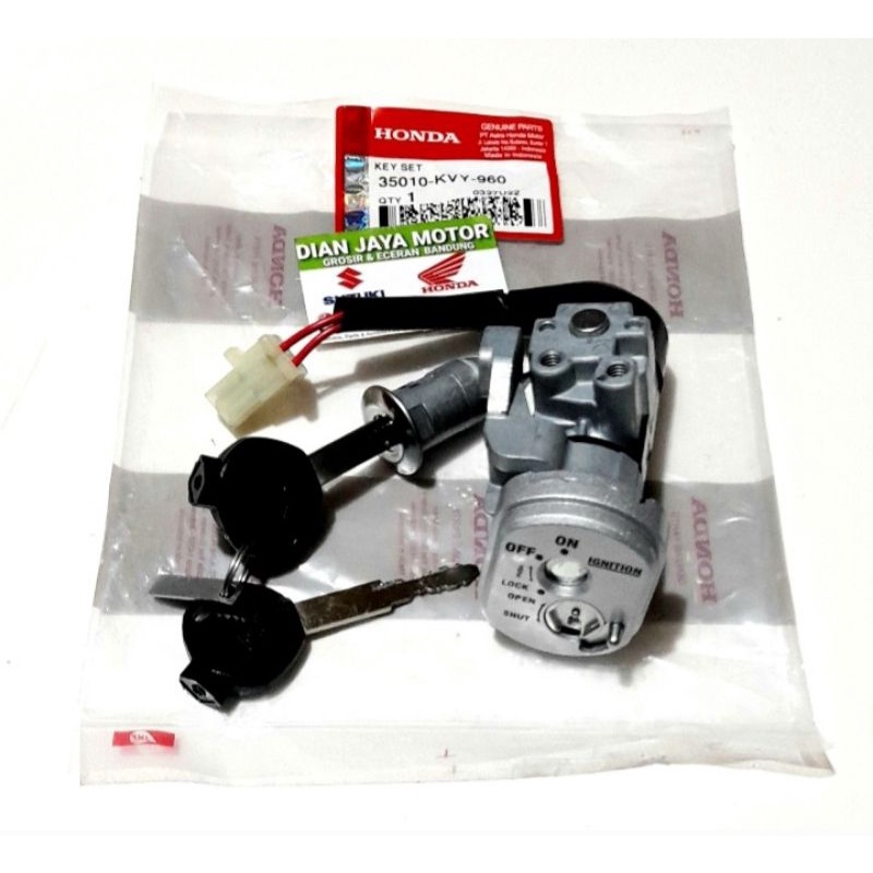 KUNCI KONTAK KEY SET  PLUS KUNCI JOK HONDA BEAT KARBU 35010-KVY-960 ORI AHM HGP HONDA GENUINE PARTS 