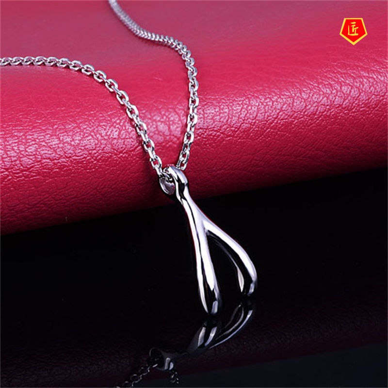 [Ready Stock]Wish Bone Pendant Silver Necklace Fashion Simple Temperament