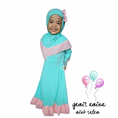 Gamis amina / baju anak murah / baju muslim anak murah