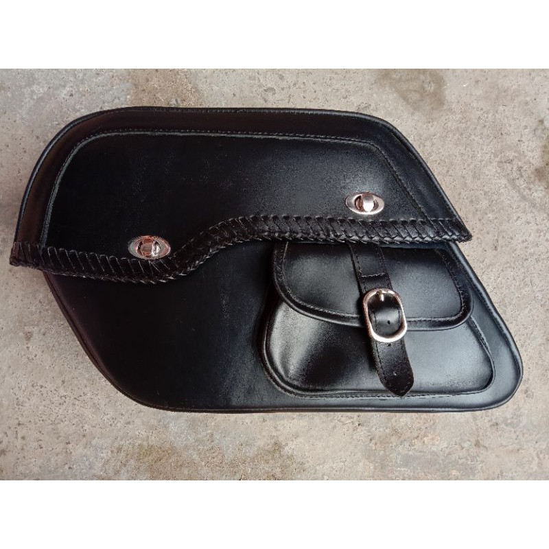 tas motor harley davidson // tas motor bahan kulit asli dengan anyam