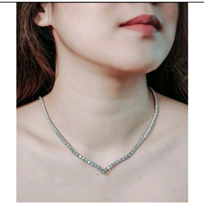 Promo Besar 2 /New Viral Kalung Titanium Nagita Dan Aurel Liontin Permata Cantik/ Free Cincin 1 pcs 