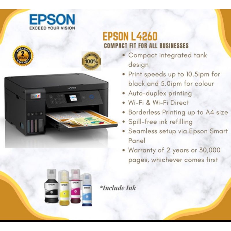 printer epson L4260 garansi resmi include tinta original