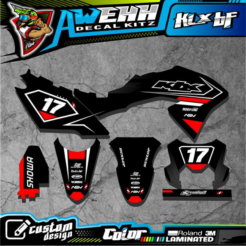 DECAL KLX BF 150 KLX BF DTRACKER NEW KLX LAMA MERAH HITAM SIMPLE