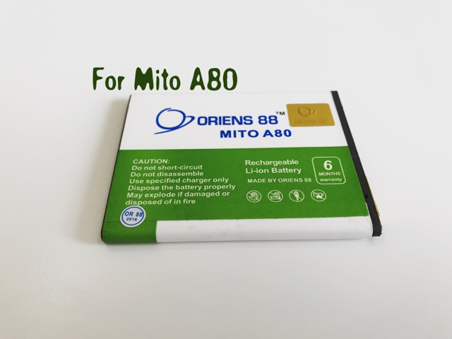 (P) Baterai batre battery Mito A80 Double power/IC oriens88