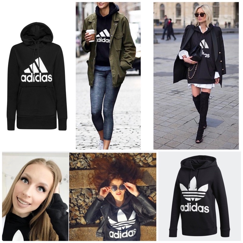 Original Jacket Hoodie Sweater Black Adidas Unisex Cowok / Cewek