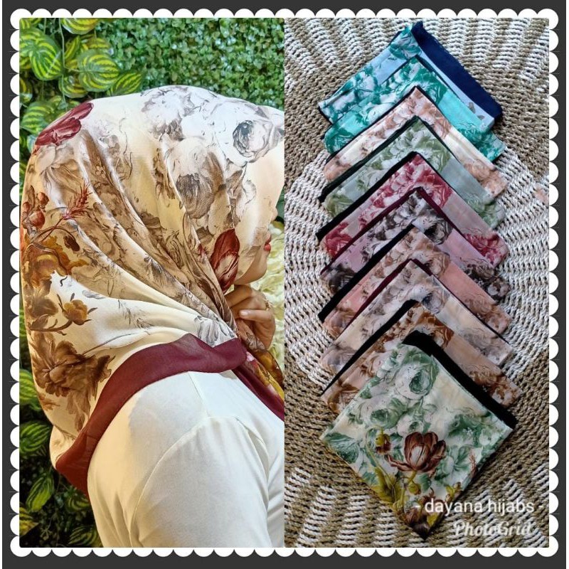 hijab / jilbab segi empat turkey motif bunga (Dj.D0012-09)