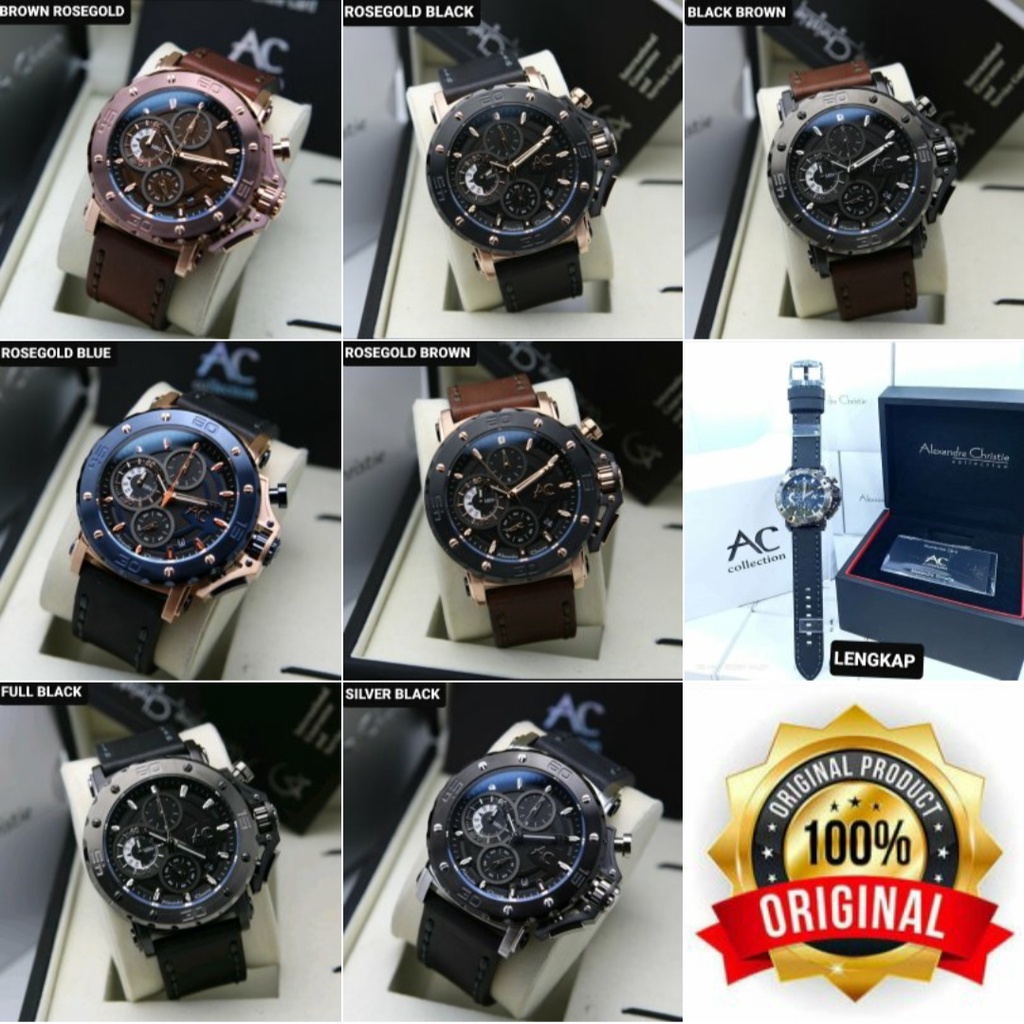 JAM ALEXANDRE CHRISTIE AC9205.AC 9205 TALI KULIT PRIA.ORIGINAL