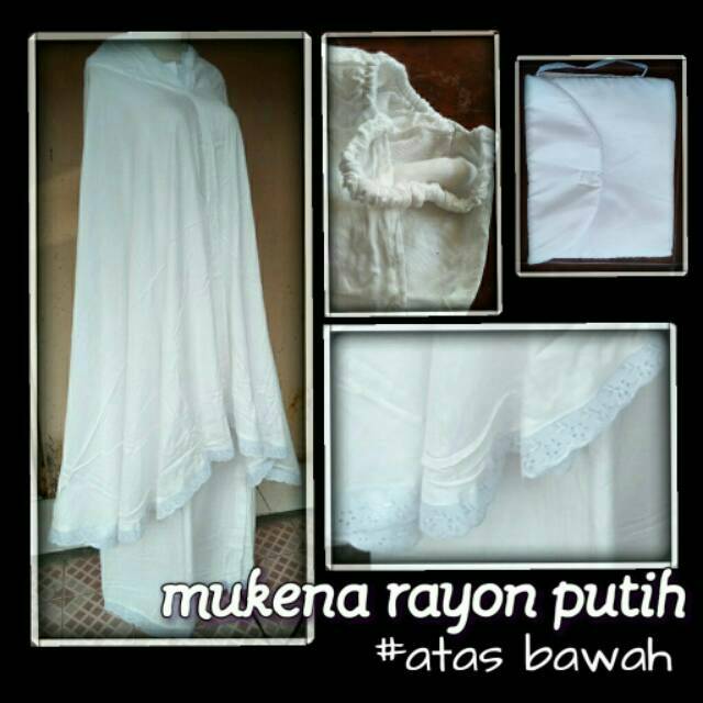 Mukena rayon putih polos model atas bawah