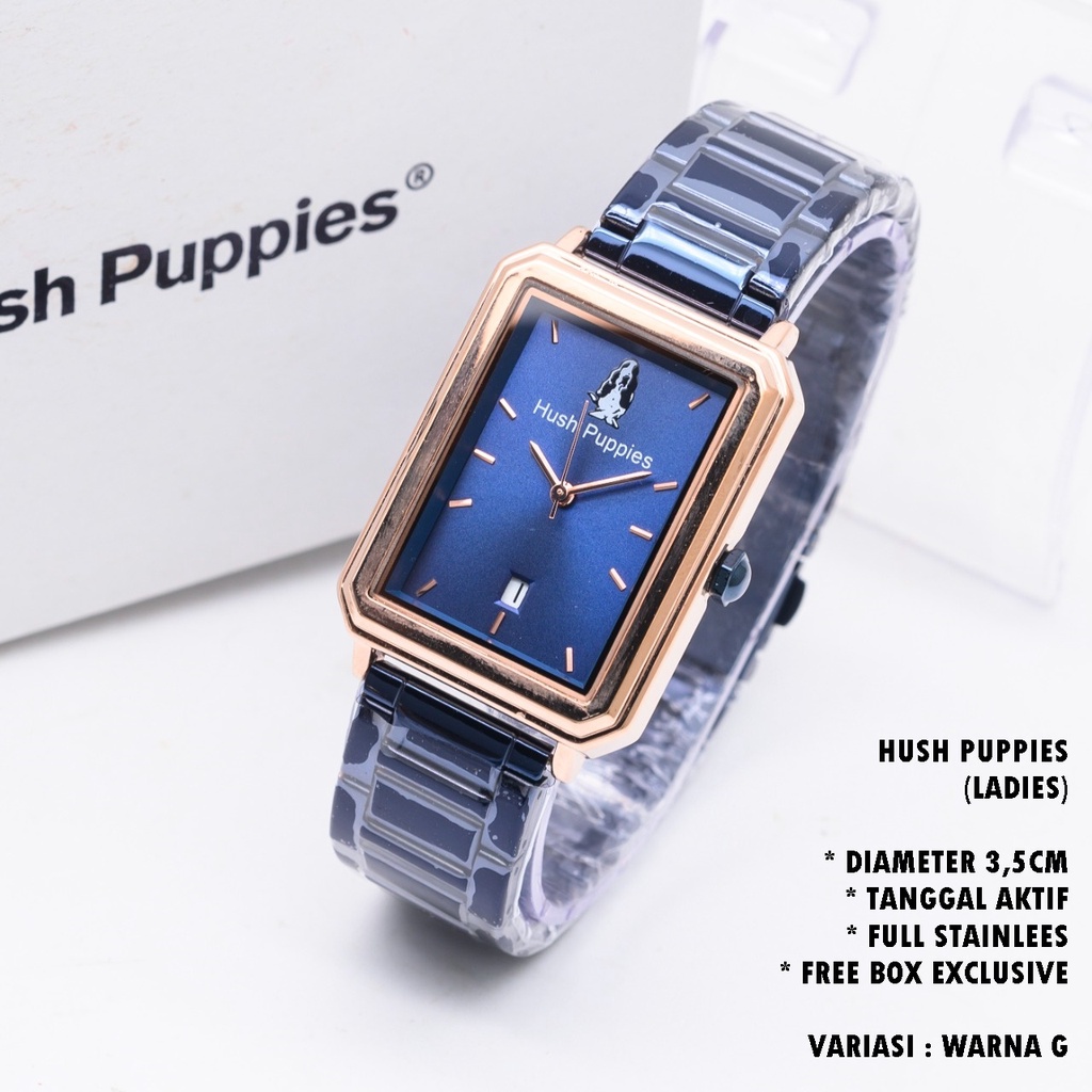 (FREE BOX) JAM TANGNA WANITA HUSH PUPPIES H-008 RANTAI BODY SEGI TANGGAL AKTIF