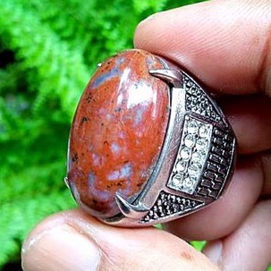cincin batu akik pancawarna merah garut