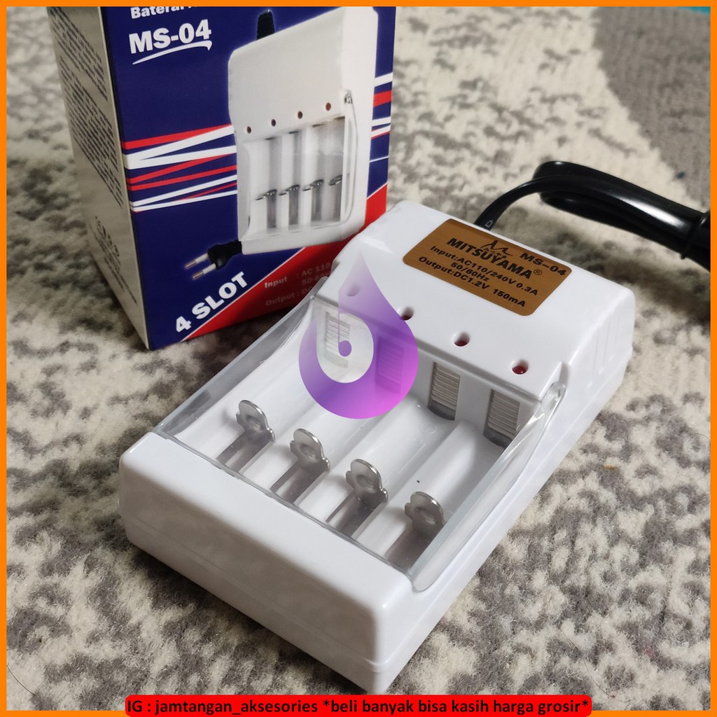 Charger Cas Batrei AA AAA A23 4 slot Cas Baterai Original japan