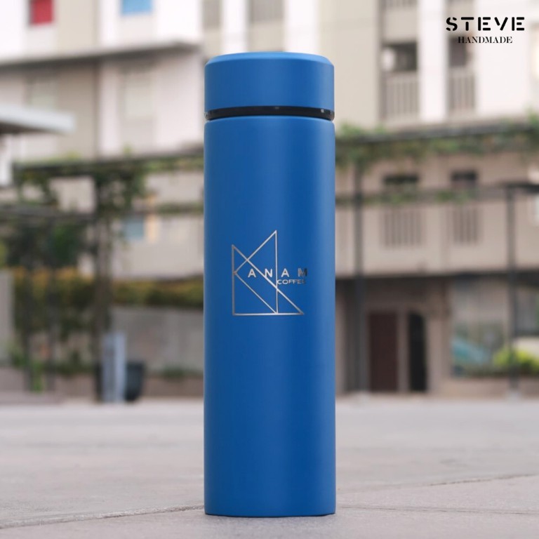 Botol minum stainless termos vacuum tumbler travel mug TM0301 Blue Custom Tahan Air Panas dan Dingin