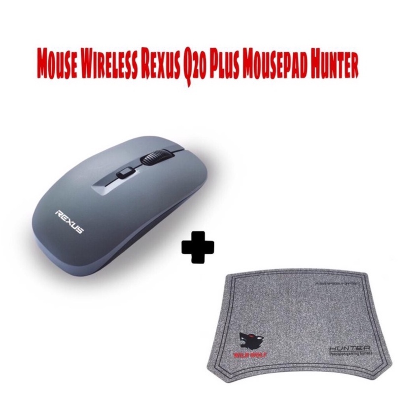 Trend-Rexus Q20 Mouse Wireless Office Silent Click PLUS Mousepad Hunter gaming-Abu Abu