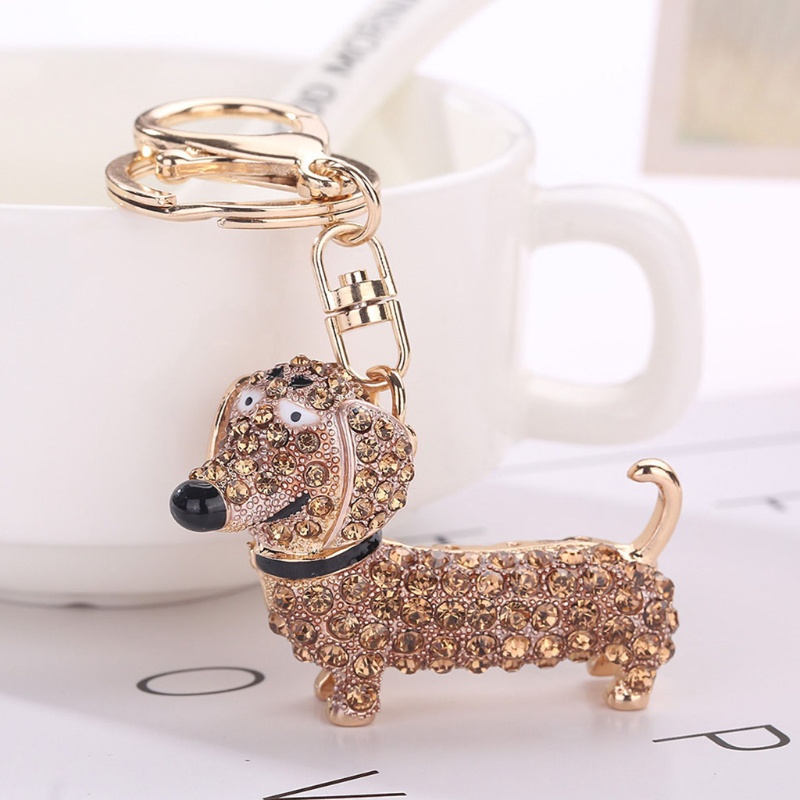 SIY  Bling Dog Dachshund Keychain Handbag Purse Pendant Car Holder Key Ring Jewelry