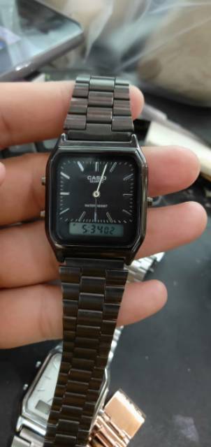 COD  Bayar Tujuan  Jam Tangan Pria / Wanita Casio Rantai Double Time AQ 230