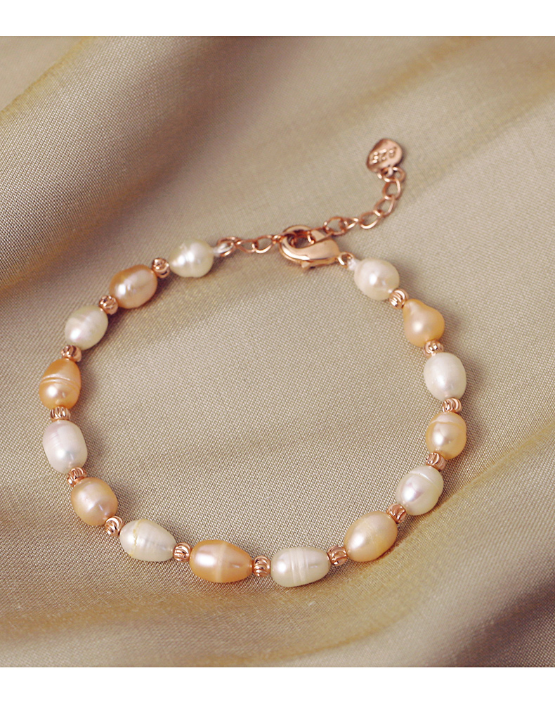 Cultured Freshwater Pearl Bracelet Handmade Small Pearls Beads Bracelets 21cm with Extended Chain