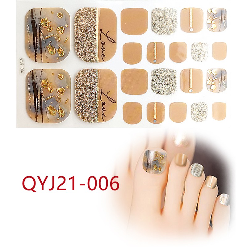 Qyj21-001 - 020 22pcs / Lembar Stiker Kuku Kaki 3d Diy Untuk Nail Art