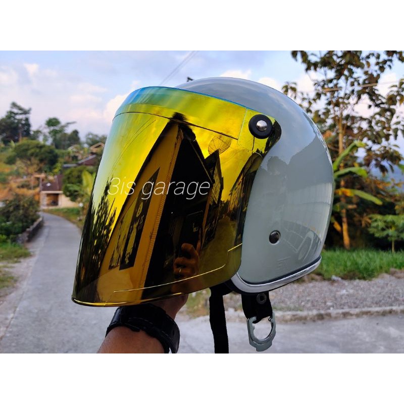 HELM SLIM HEAD CUSTOM RETRO CLASSIC KACA VENOM