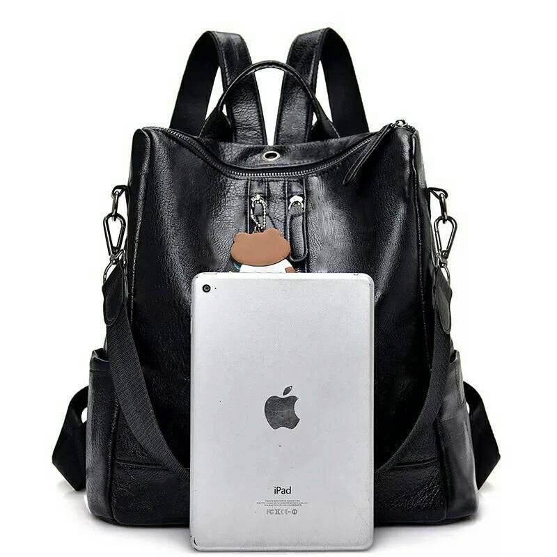 Tas Ransel Batam Wanita Cantik Multifungsi Kulit Sintetis Bonus Gantungan Iconny