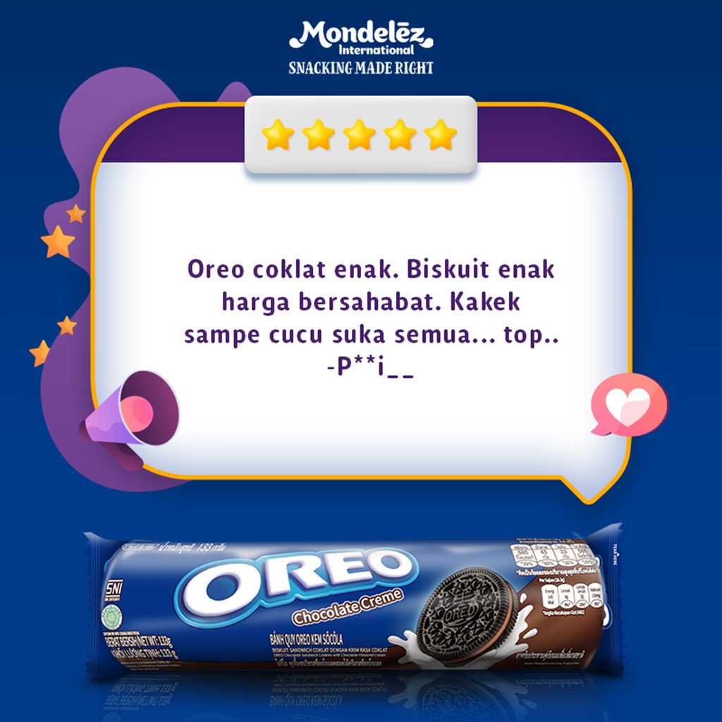 

Oreo Biskuit Chocolate Regular 133g Untuk Snack Sekolah