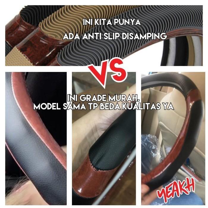 sarung Setir Mobil motif kayu Sarung Kulit Stir Mobil- anti slip 36 cm