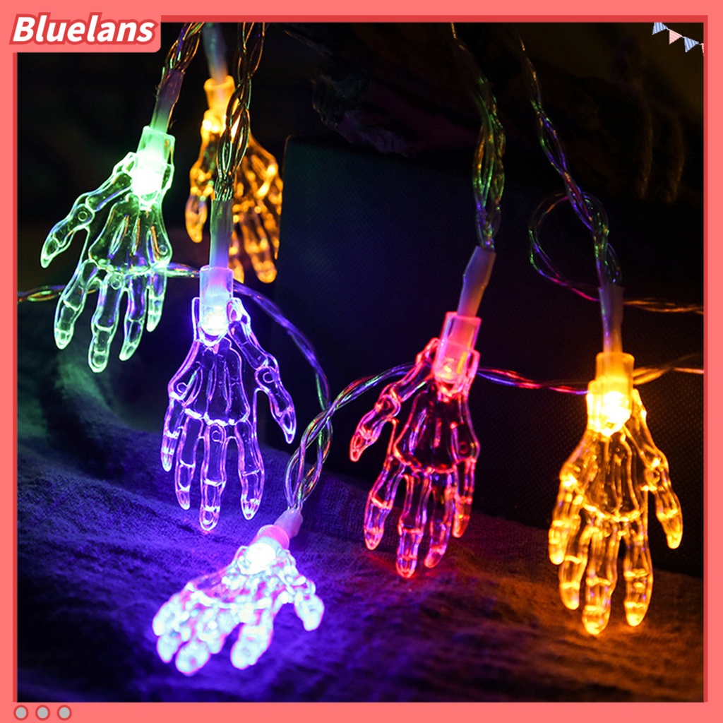 Lampu String LED Bentuk Tangan Tengkorak Reusable Bahan Plastik Untuk Pesta Halloween