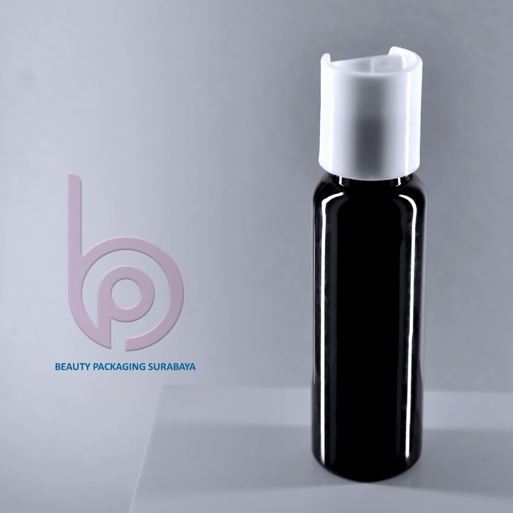 Botol Plastik PET 27ml BR Hitam Tutup Presstop