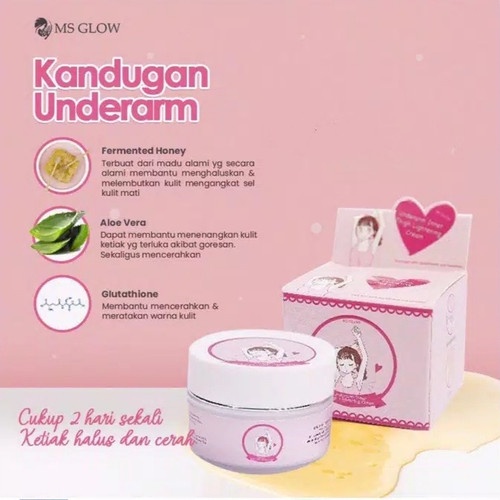 MS Glow Underarm Inner Thigh Lightening Cream - Krim Pemutih Pencerah Perawatan Obat Ketiak Leher Hitam Dan Selangkangan Ampuh BPOM