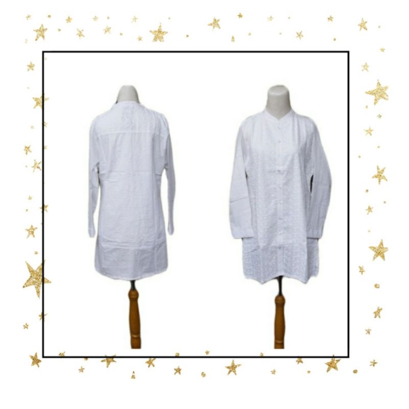 Atasan Tunik Muslim Putih Wanita Tunik Katun Putih Wanita Tunik Putih  Jumbo